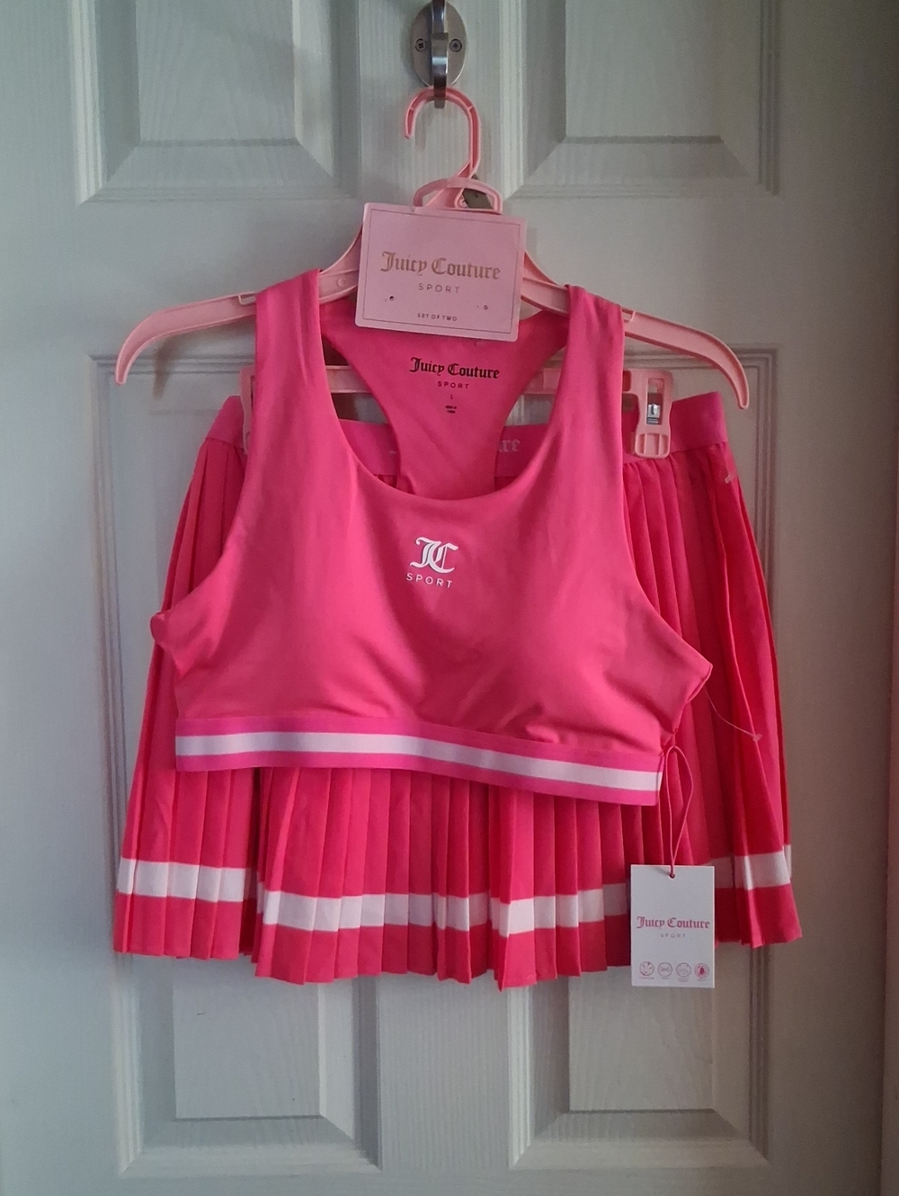 Juicy Couture Pink Pleated Tennis Skirt & Crop Sports Bra Set